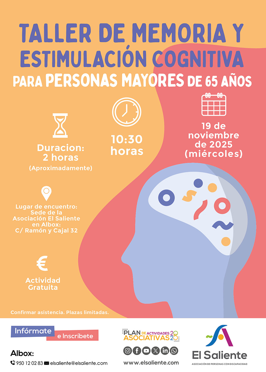El Saliente actividades: Taller de Memoria y Estimulación Cognitiva. 11 de noviembre de 2025