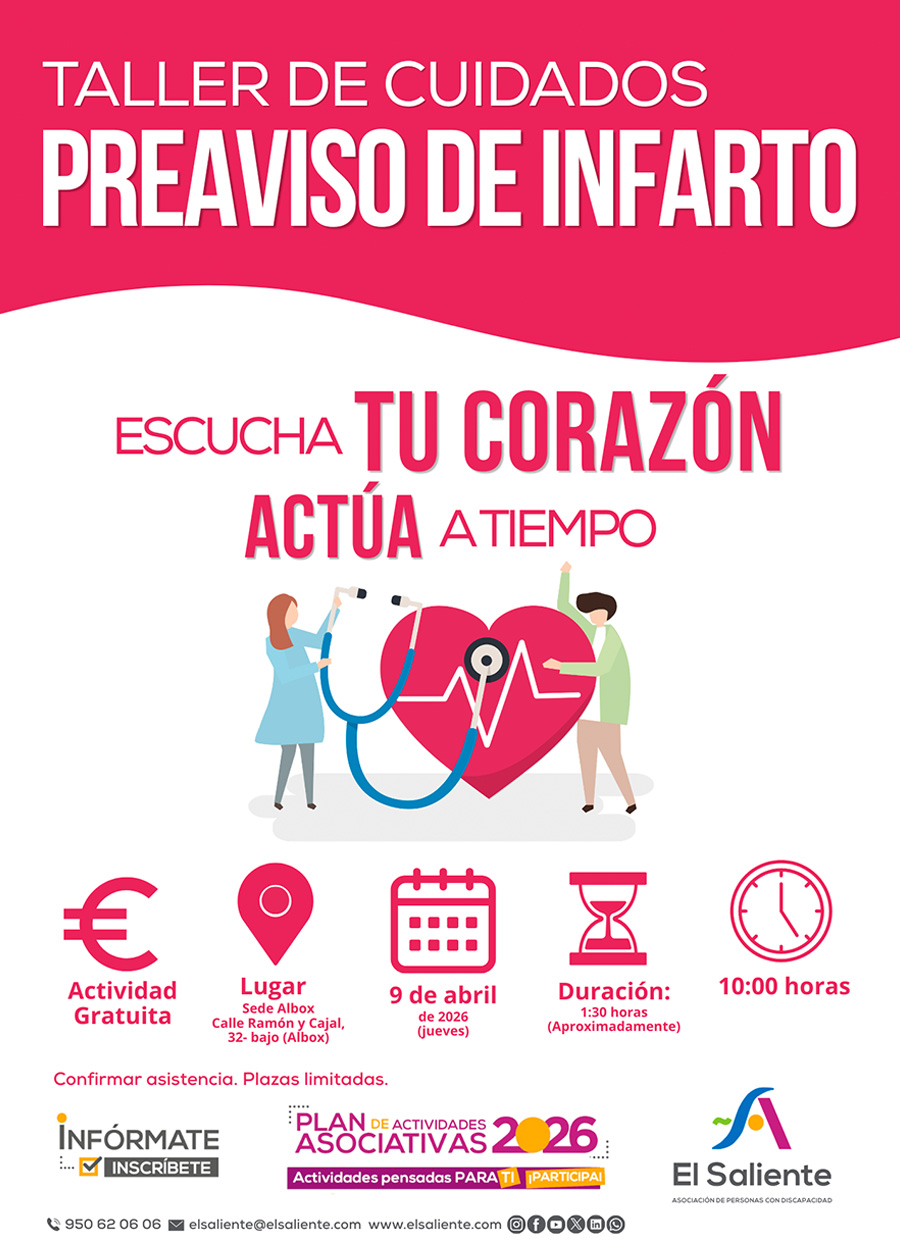 El Saliente actividades: Taller de cuidados para la salud: Preaviso de infarto. Albox, 9 de abril de 2026