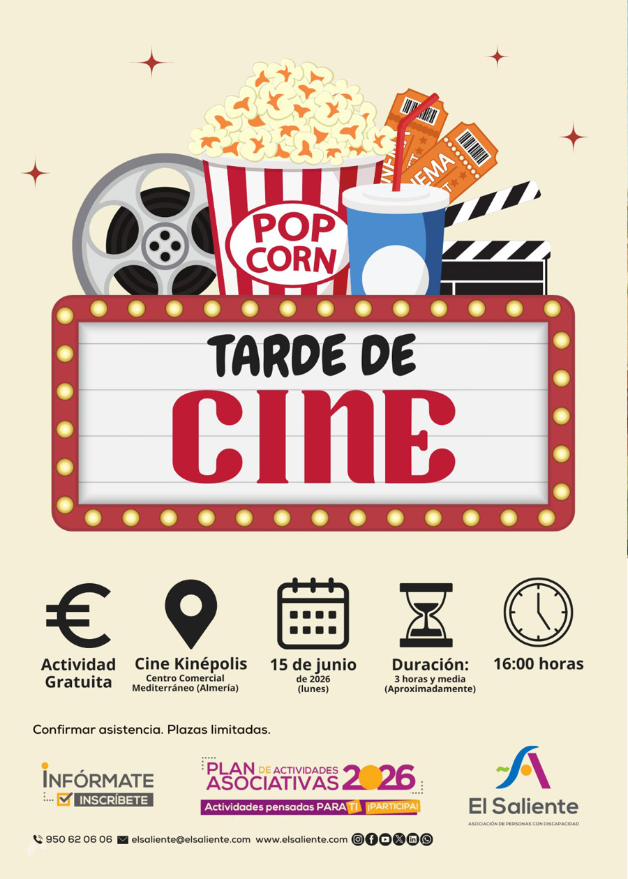 El Saliente actividades: Tarde de cine. 15 de junio de 2026